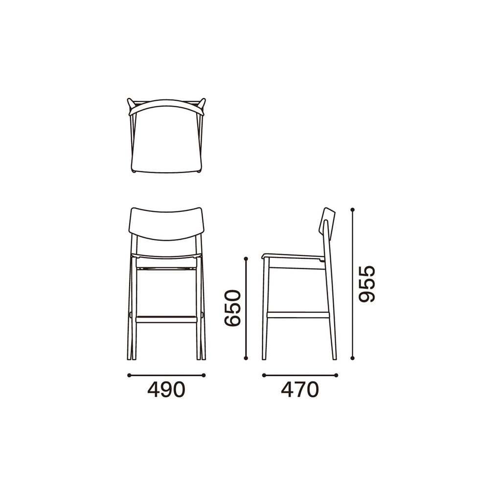 Tabouret haut (avec dossier incurvé)