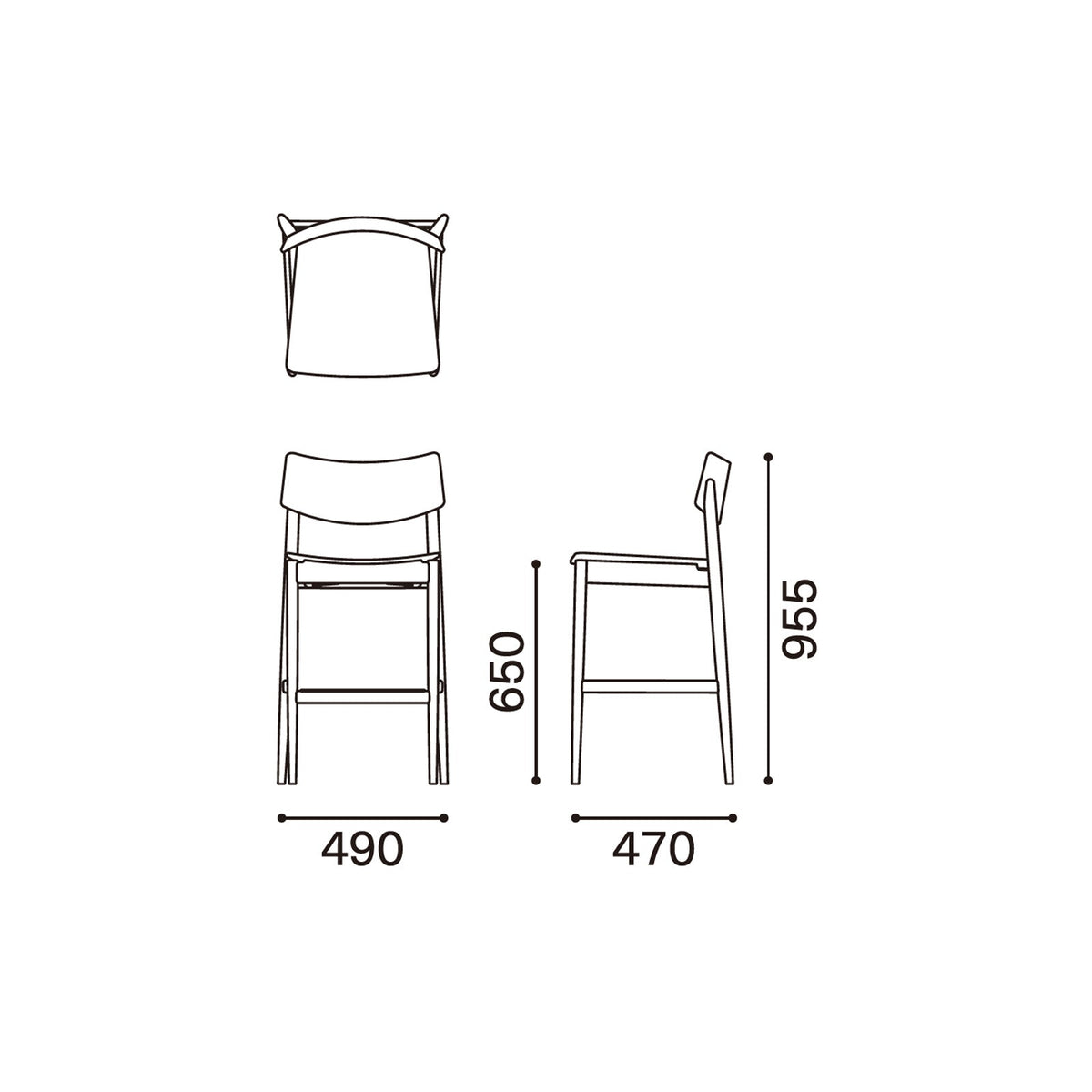 Tabouret haut (avec dossier incurvé)